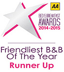 AA Friendliest B&B Of The Year Award - Runner Up